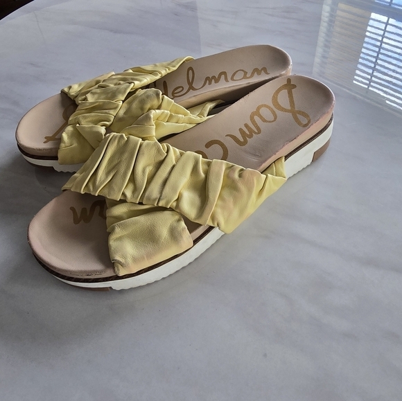 Sam Elderman Sandal Womens Sz 7 Gold Slippers Aliana Sport Comfort Flaw - Picture 10 of 15